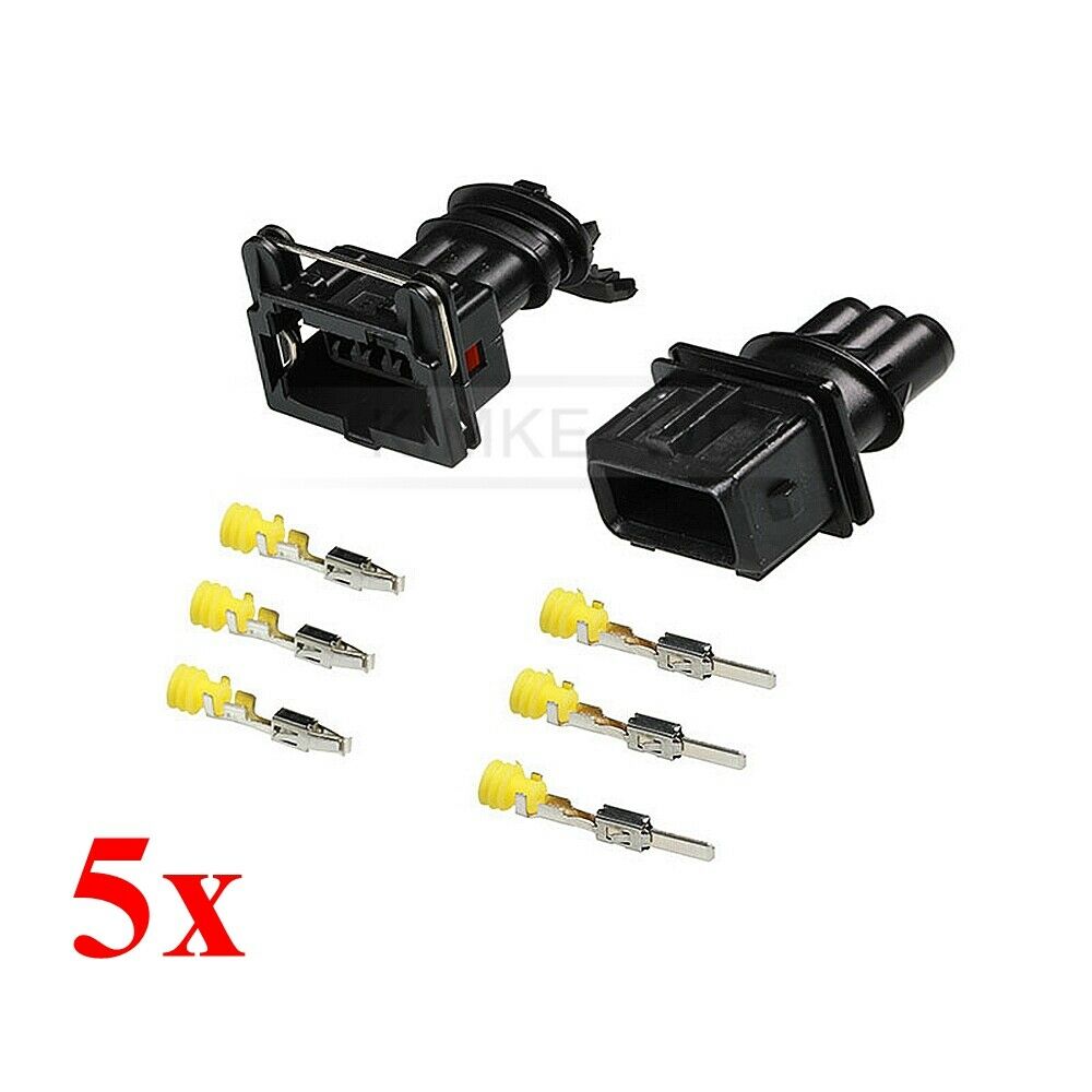 5x AMP JPT 3 Pin Sealed Waterproof 3.5mm Male & Female Kit Plug Connector New
