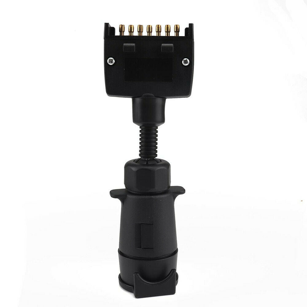 New Car Trailer Adaptor 7 Pin Flat Male plug to 7 Pin Large round Female socket