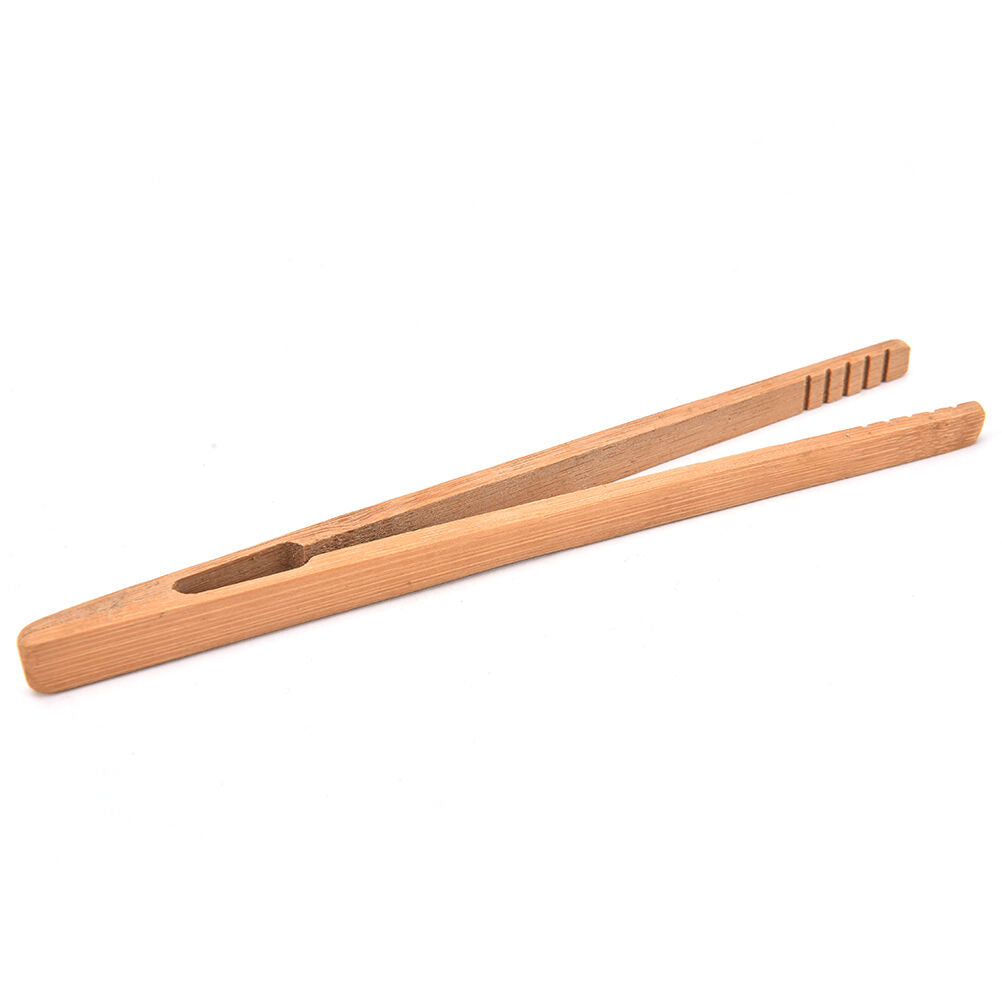 Practical Textured Bamboo Kongfu Tea Utensil Tweezers 14.5cm Wood Color B Tt