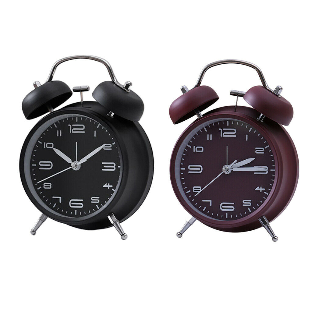 2pcs Keywind Bell Alarm Clock Matte Metal Surface Height Gloss Glass Shell