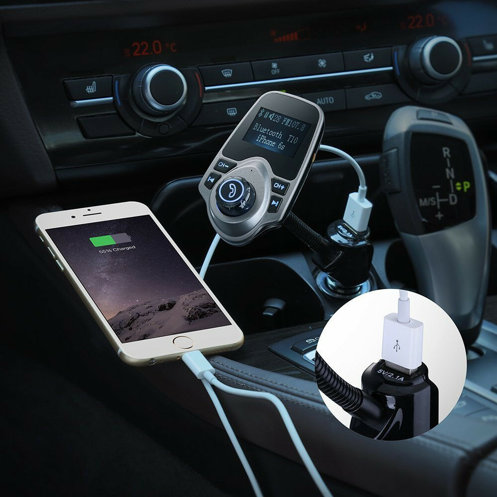 1.44" LCD Wireless FM Transmitter &USB Charger & Handsfree Bluetooth &MP3 Player