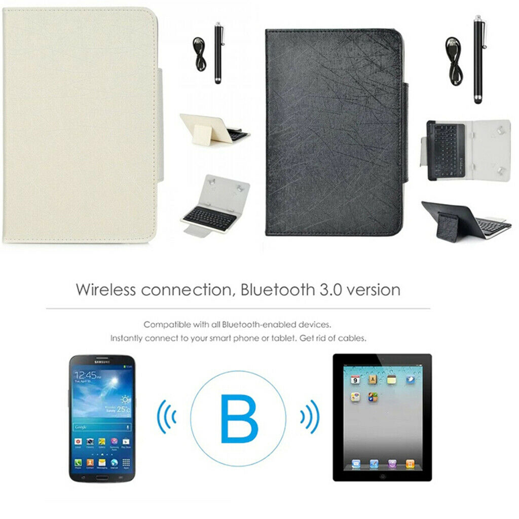 3 in 1 Universal Bluetooth Keyboard for 9-10 inch Tablet PC White