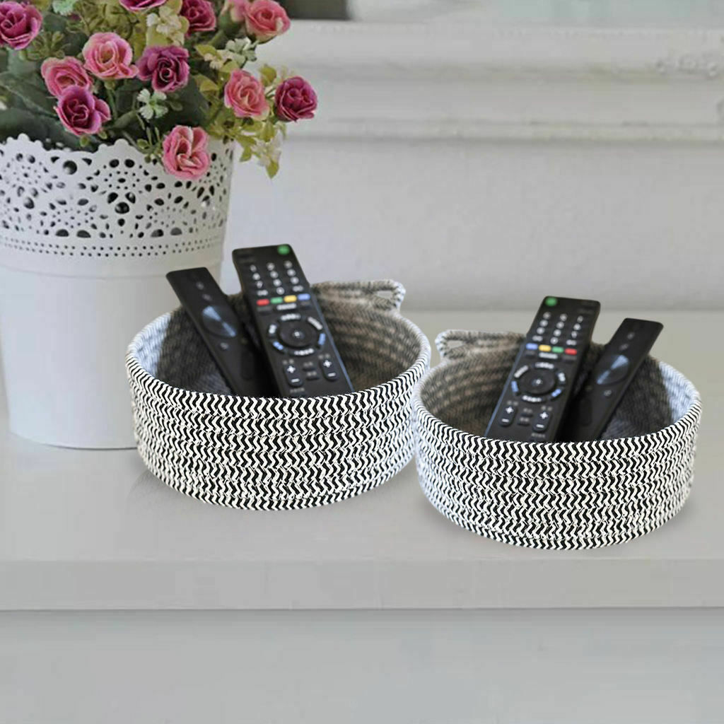 2 Pieces Round Small Woven Baskets Set for Vegetable Bathroom Color Mixing