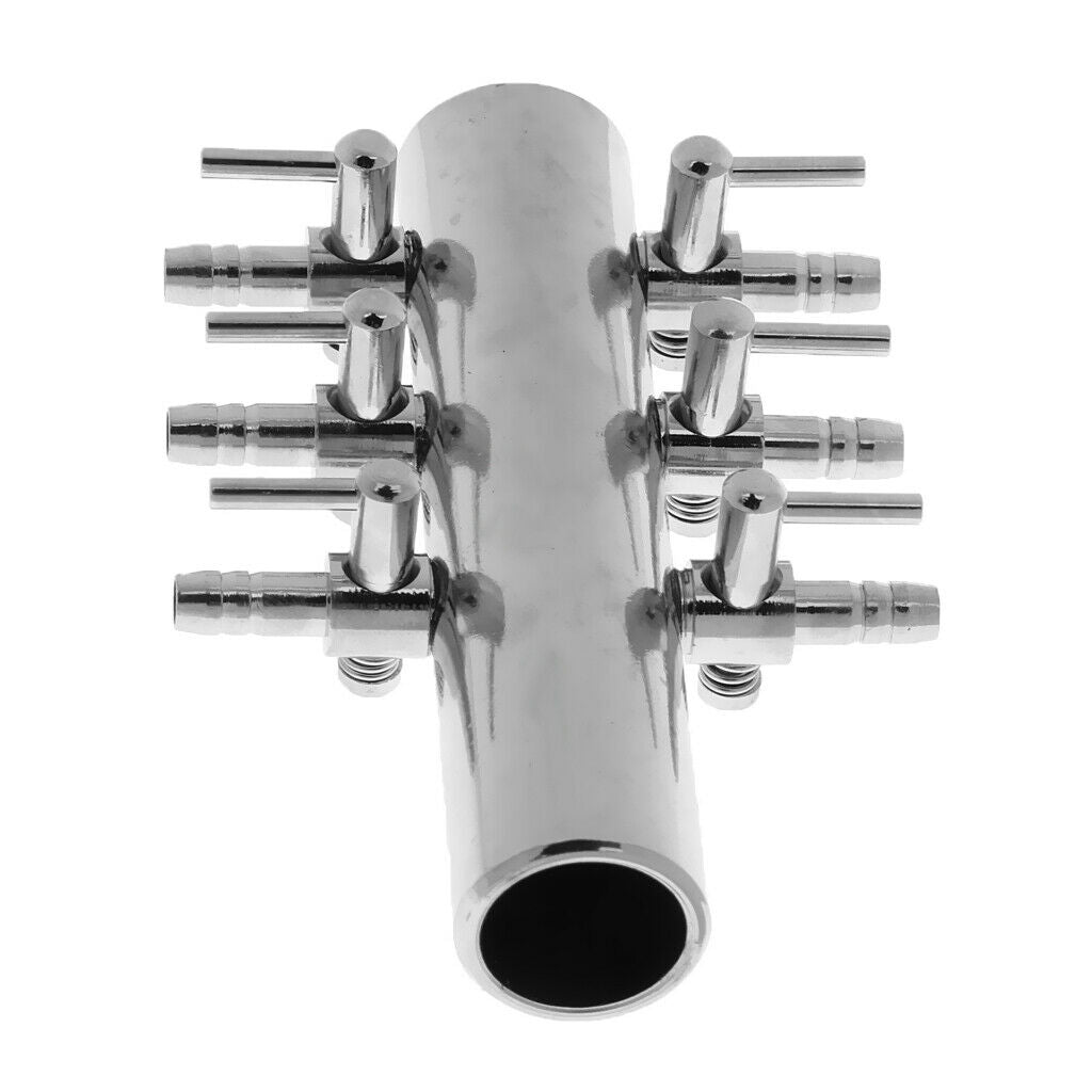 Double Row 6 Way Air Flow Valve Control Distributor for Marine Tank Aquarium