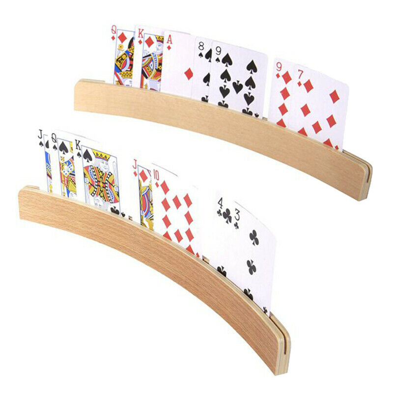 4PCS/Set Wooden Arc Playing Cards Holder Curved Games Card Holder for Poker Z9E3