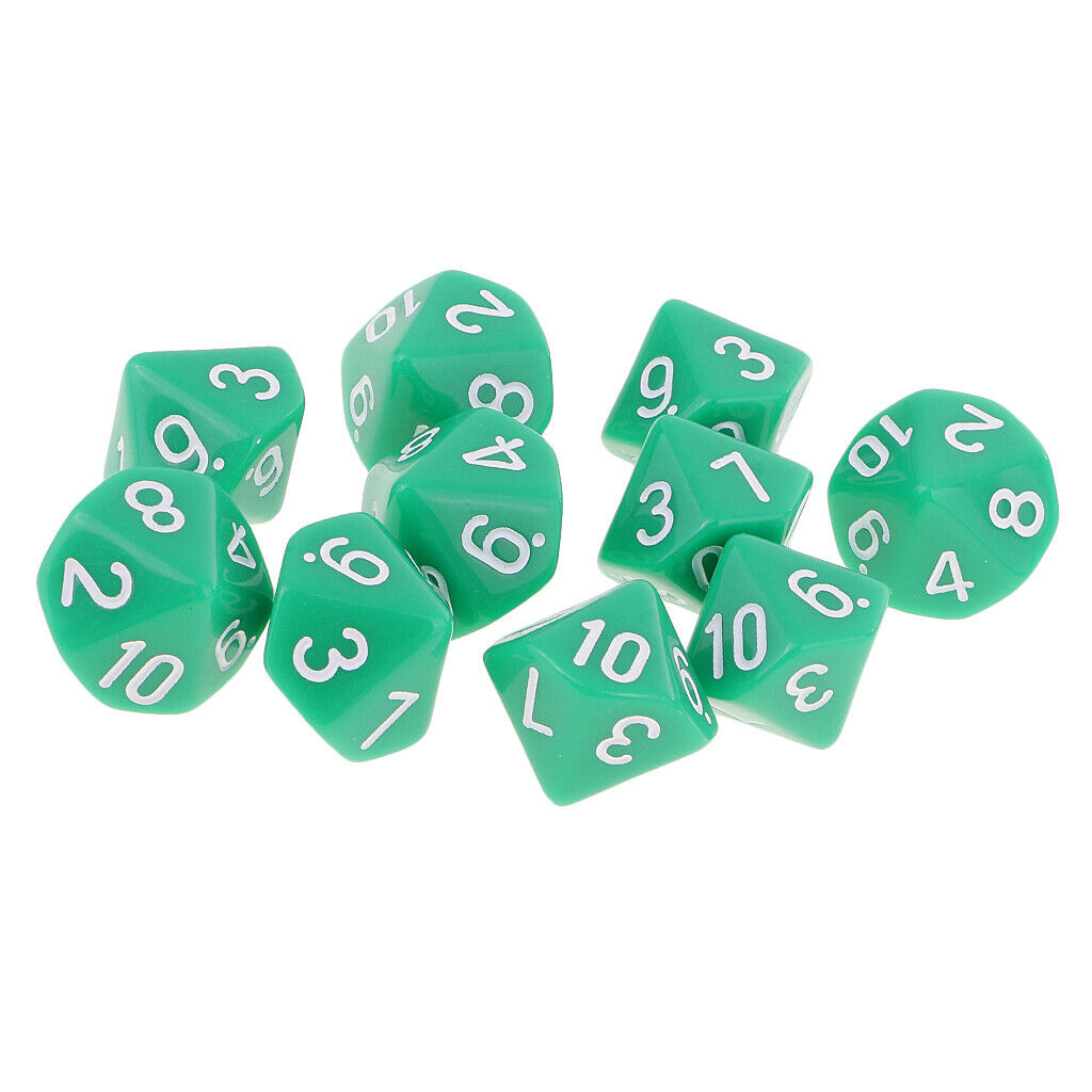 2X 10x Dice Polyhedral Dices Accessory Toys Table Games Gift Props Light Green