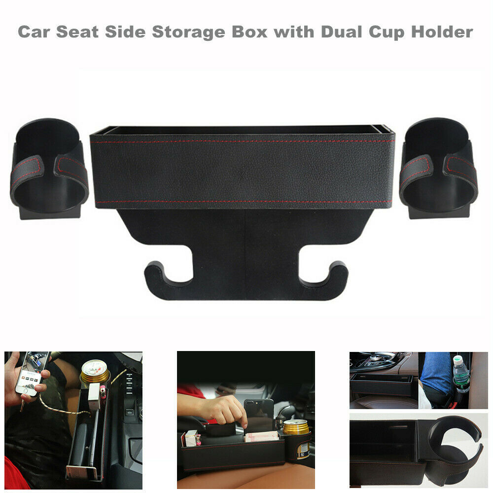 Universal Car Dual Cup Holder Storage Seat Side Water Bottle Drink Interior Box
