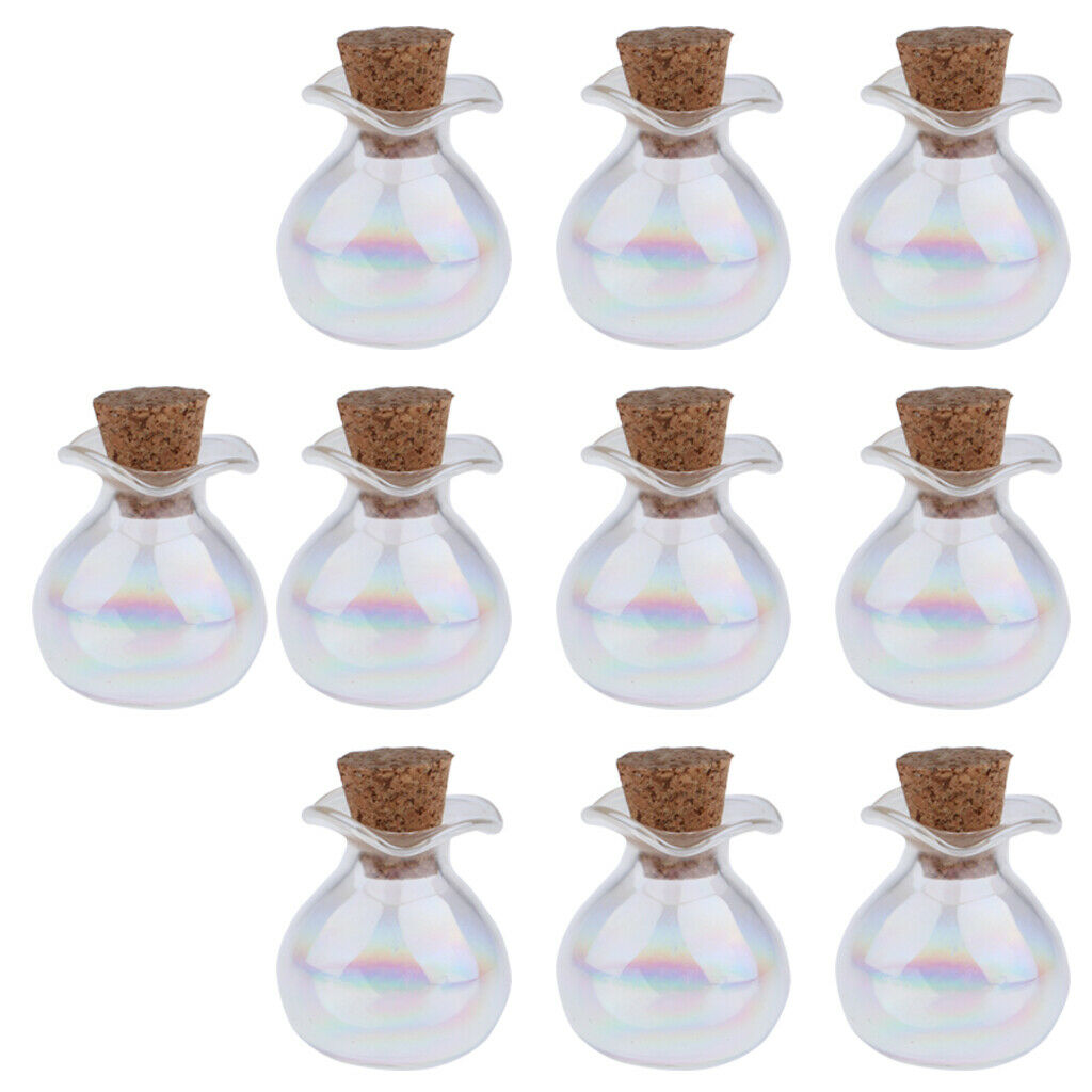 10x Mini Glass Bottles Jars Vials with Cork Stopper Wishing Bottles