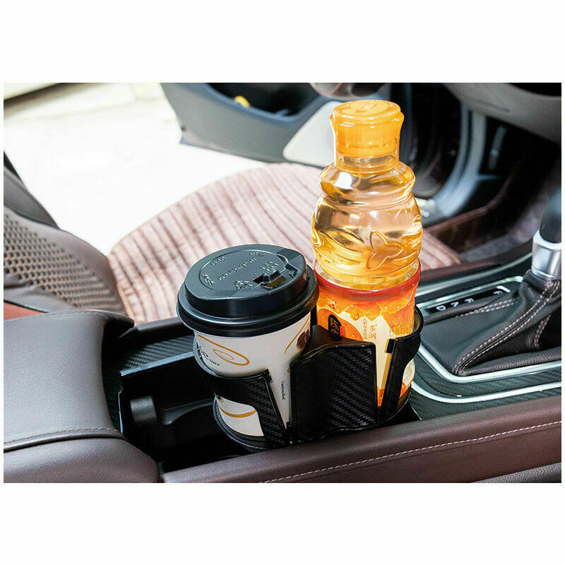 Car Center Console Multi Cup Holder Drinks Bottle Holder Case Carbon Fiber Color