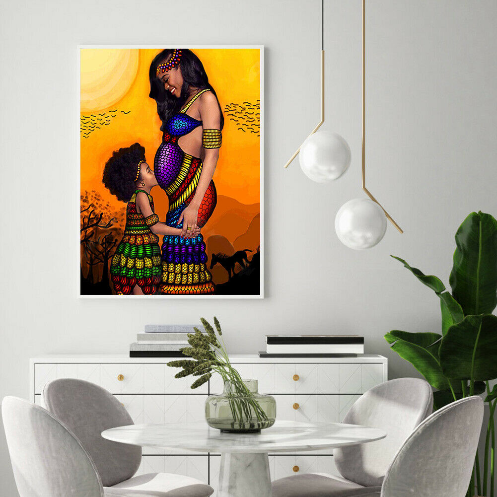 Mother and Daughter 5D DIY Full Round Drill Diamond Painting Cross Stitch @