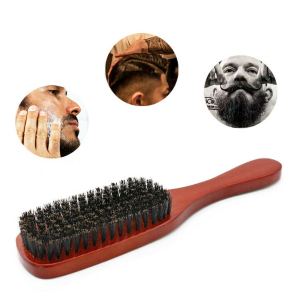 Solid Wood Boar Shaving Brush Beard Massage Black Boar Bristle Hair Brush Curved