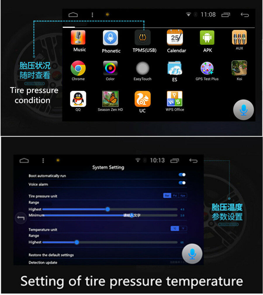 Car TPMS Tire Pressure Monitor System Alarm Security Kit For Android DVD Player