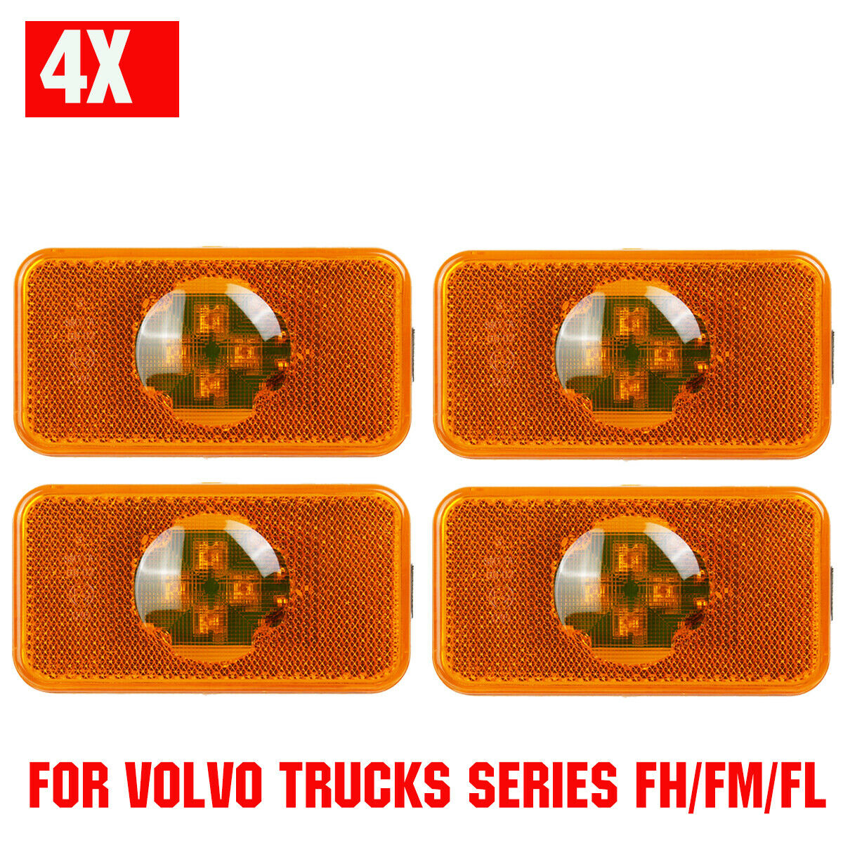 4x 24v Amber Led Indicator Light Side Marker Lamp 20789440 For Volvo Truck