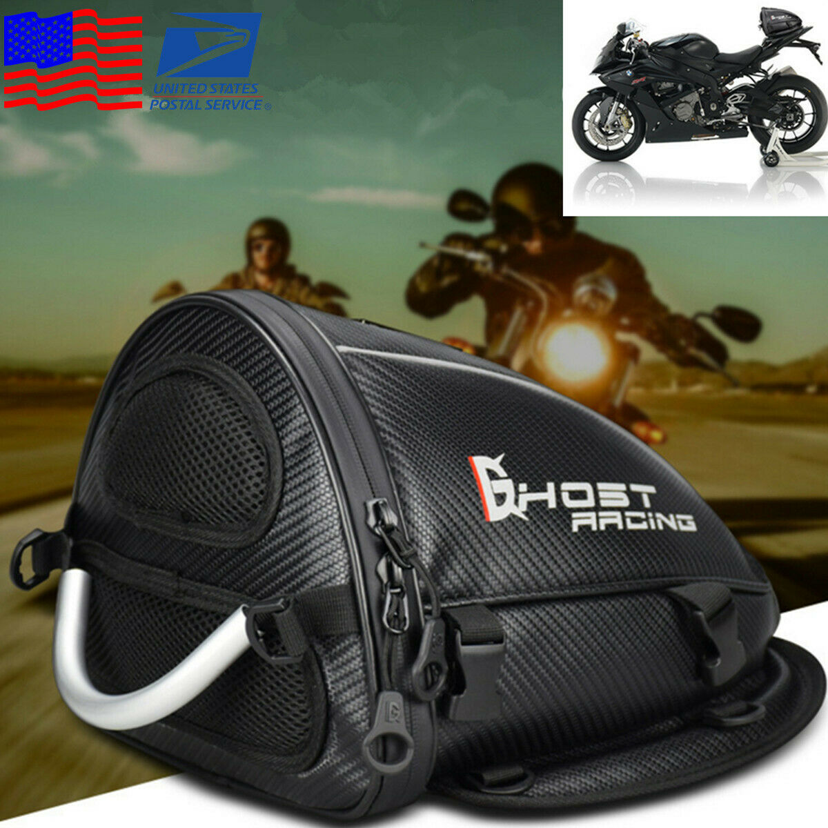 Universal PU Leather Motorcycle Rear Seat Tail Bag Luggage Storage Bag Backpack