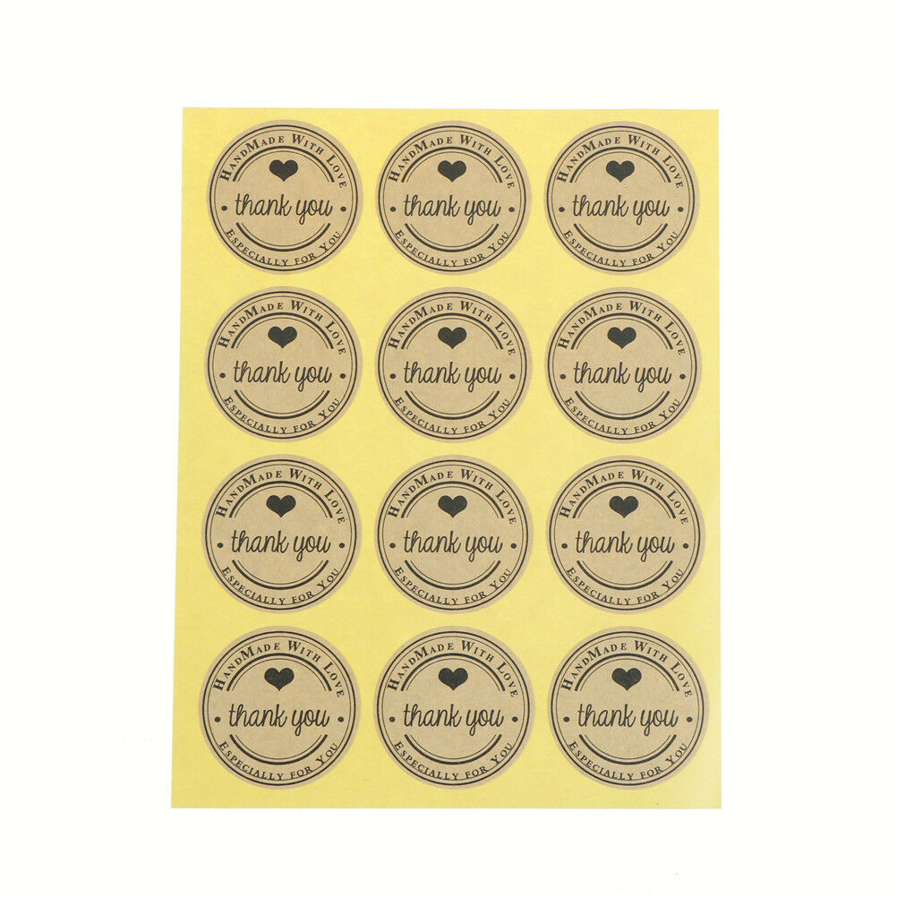 120X Thank you Kraft Seal Stickers Paper Label for DIY Gift Cookie Packagi.l8
