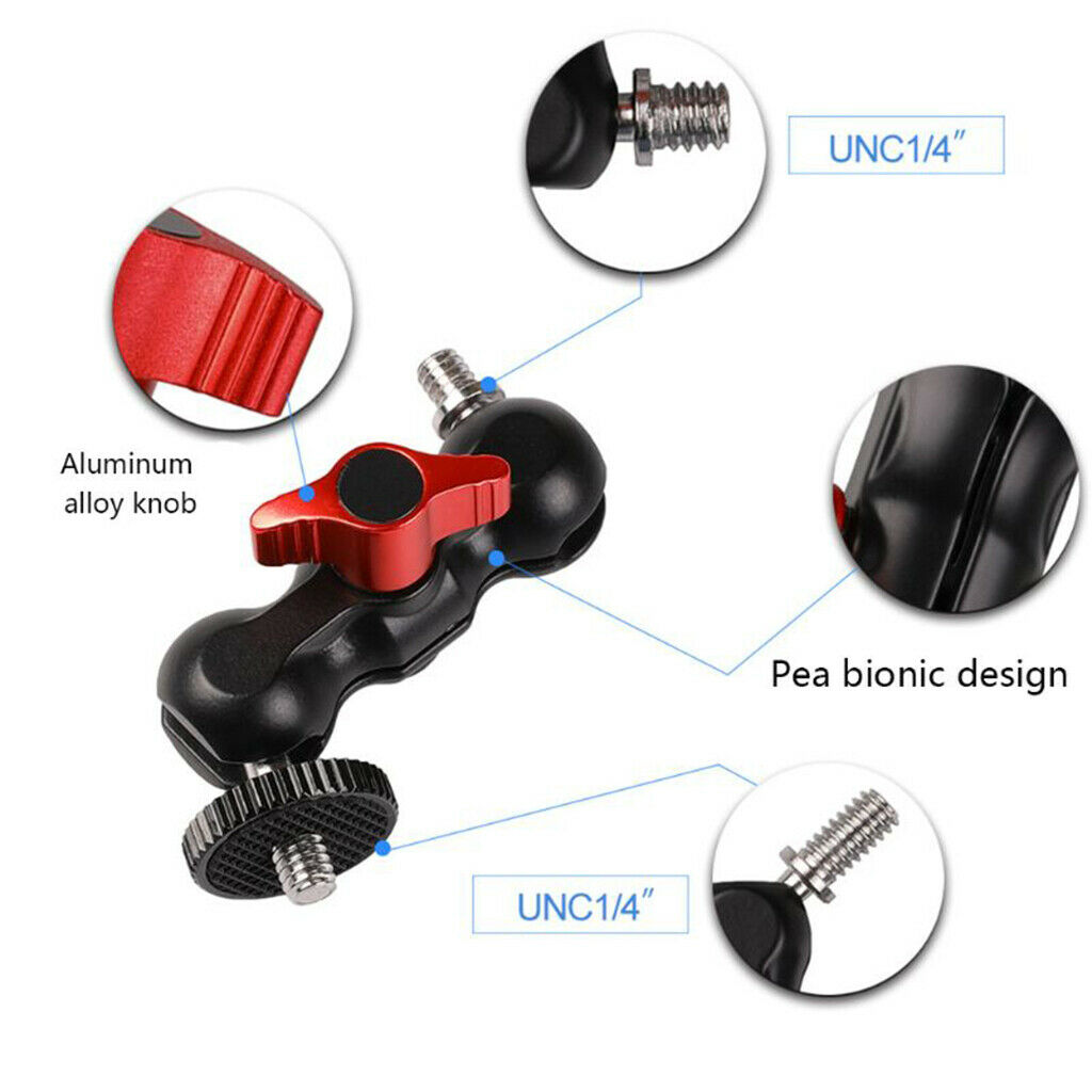 Ball Head Super Clamp Mounting Arm With 1/4 "-20 And 3/8 Thread