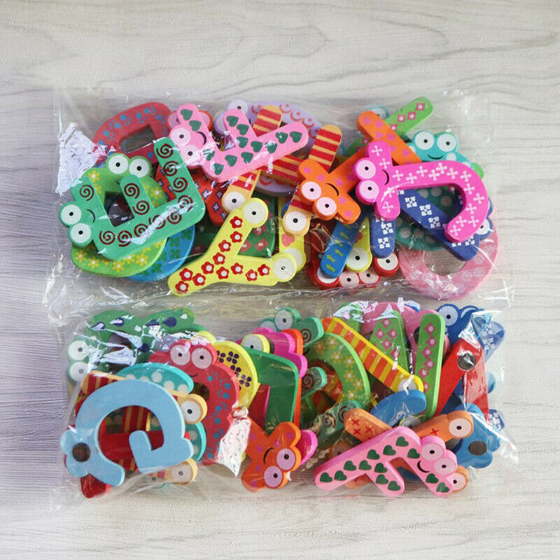 26 Letters Kids Wooden Alphabet Fridge Magnet Child Educational T.l8