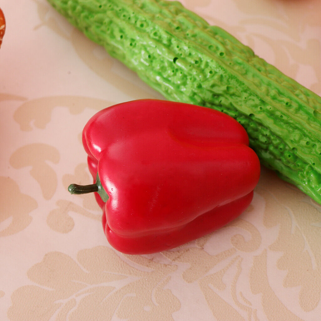 Realistic Artificial Plastic Vegetables Decorative Food Bell Pepper Red