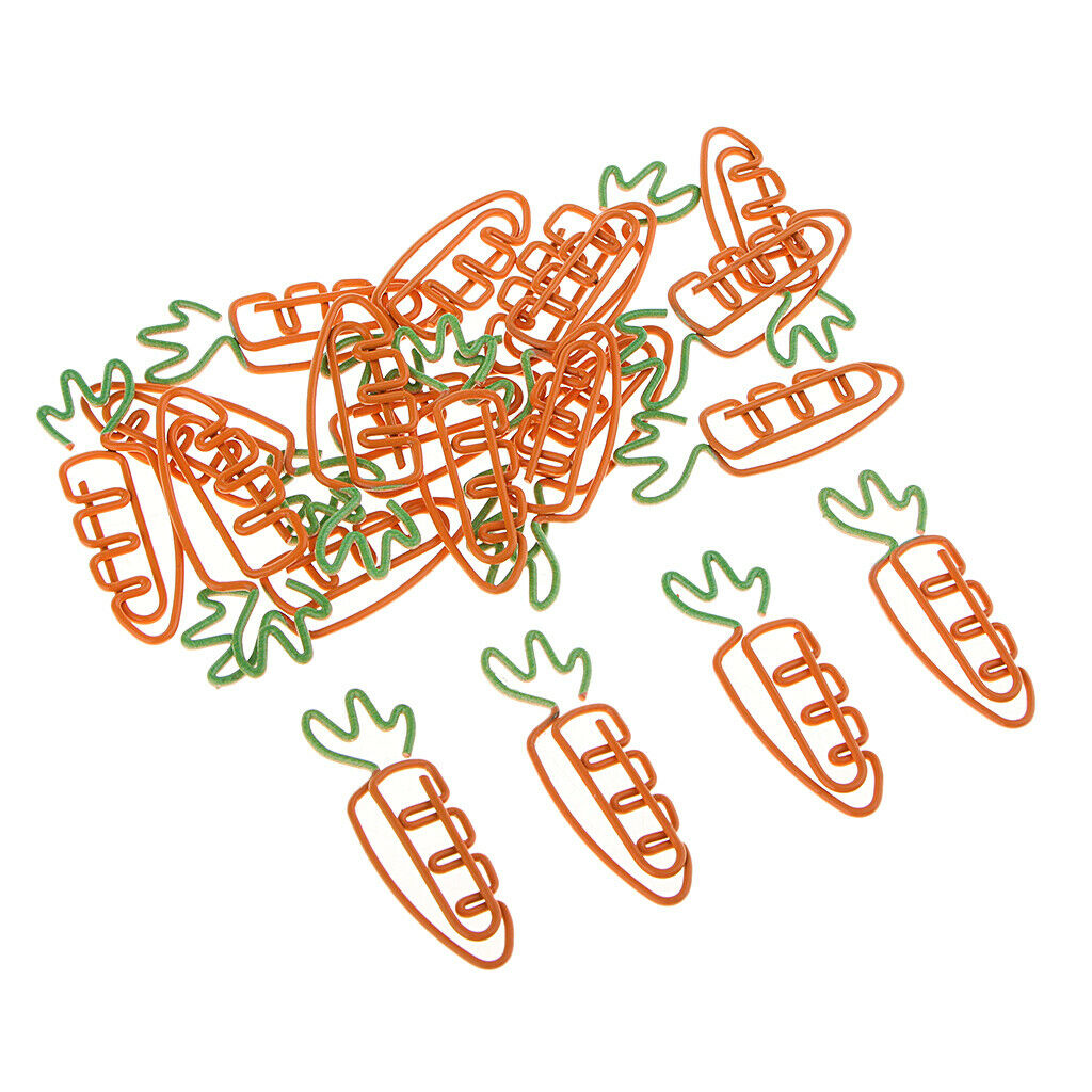 20pcs Carrot Shape Metal Paper Clips File Photo Clips Office School Supplies