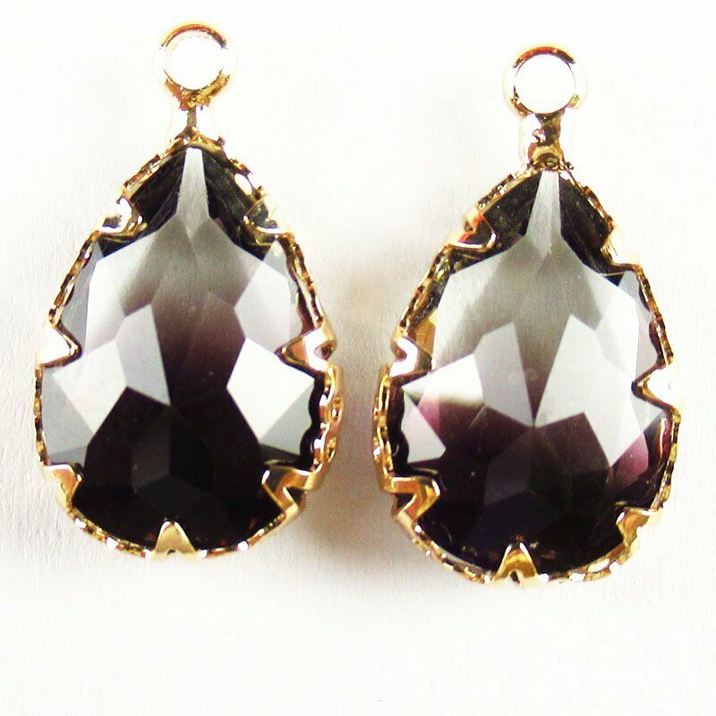 10pcs Wrapped Faceted Black Purple Titanium Crystal Teardrop Pendant A-41BB