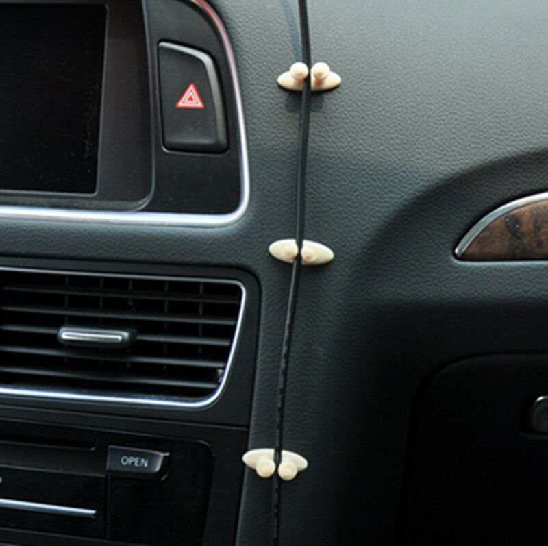 8x Car Wire Cord Cable Holder Tie Clips Line Fixer Tidy Organizer Drop Adhesive