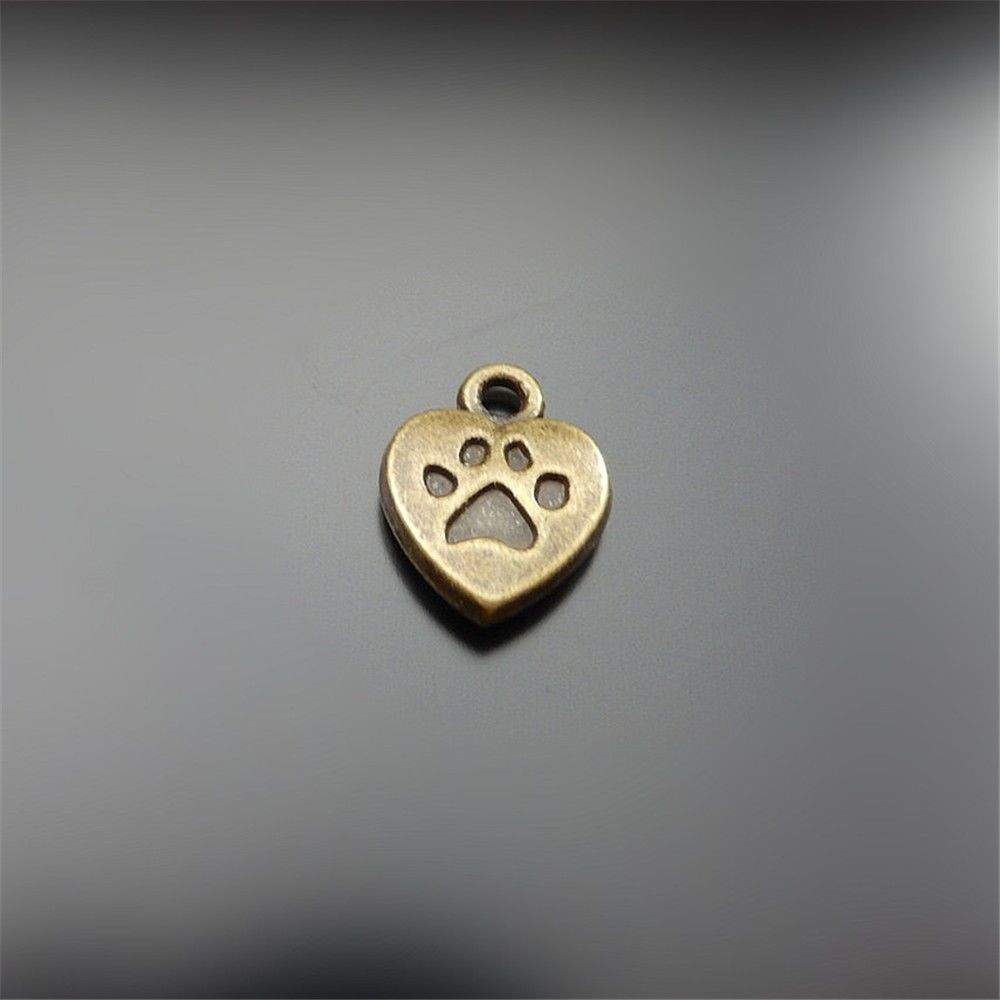 40pcs Antiqued Bronze Heart Alloy Charm Footprint Earring Pendant Crafts 13*10mm