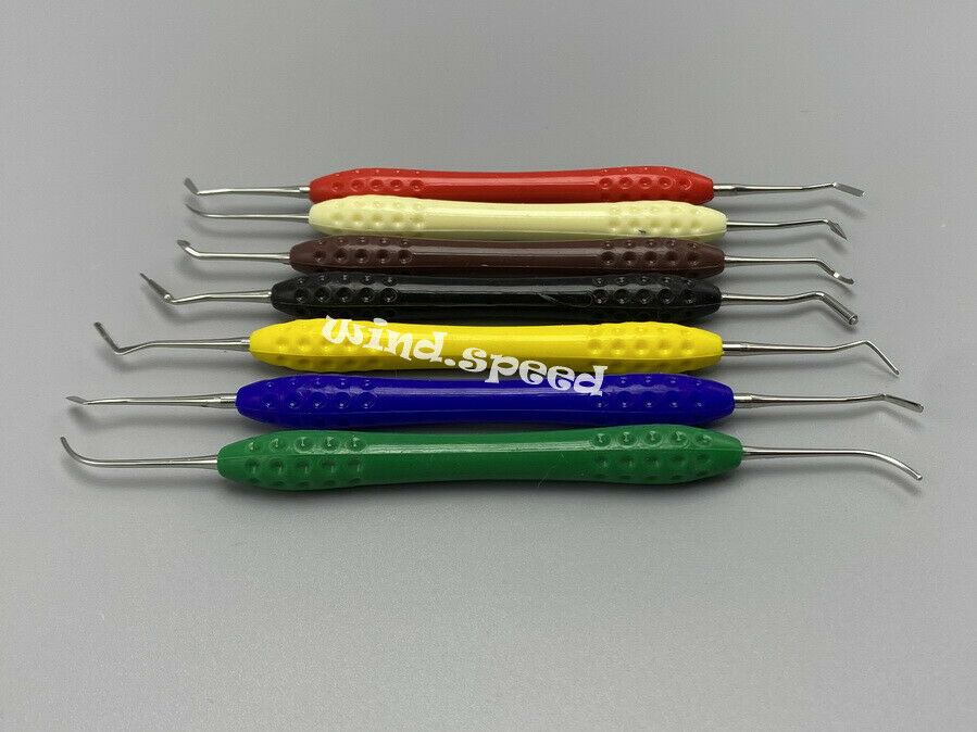Dental Composite Filling Instruments Set of 7pcs Silicon Handle Double Ends Tool