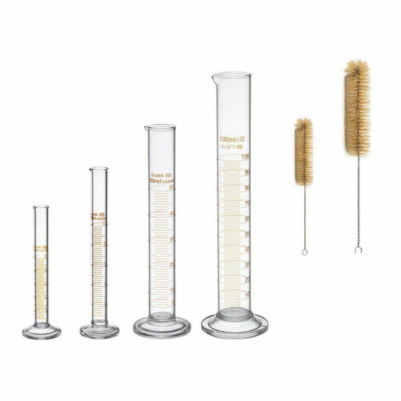 Thick Glass Graduated Measuring Cylinder Set 5ml 10ml 50ml 100ml Glass
