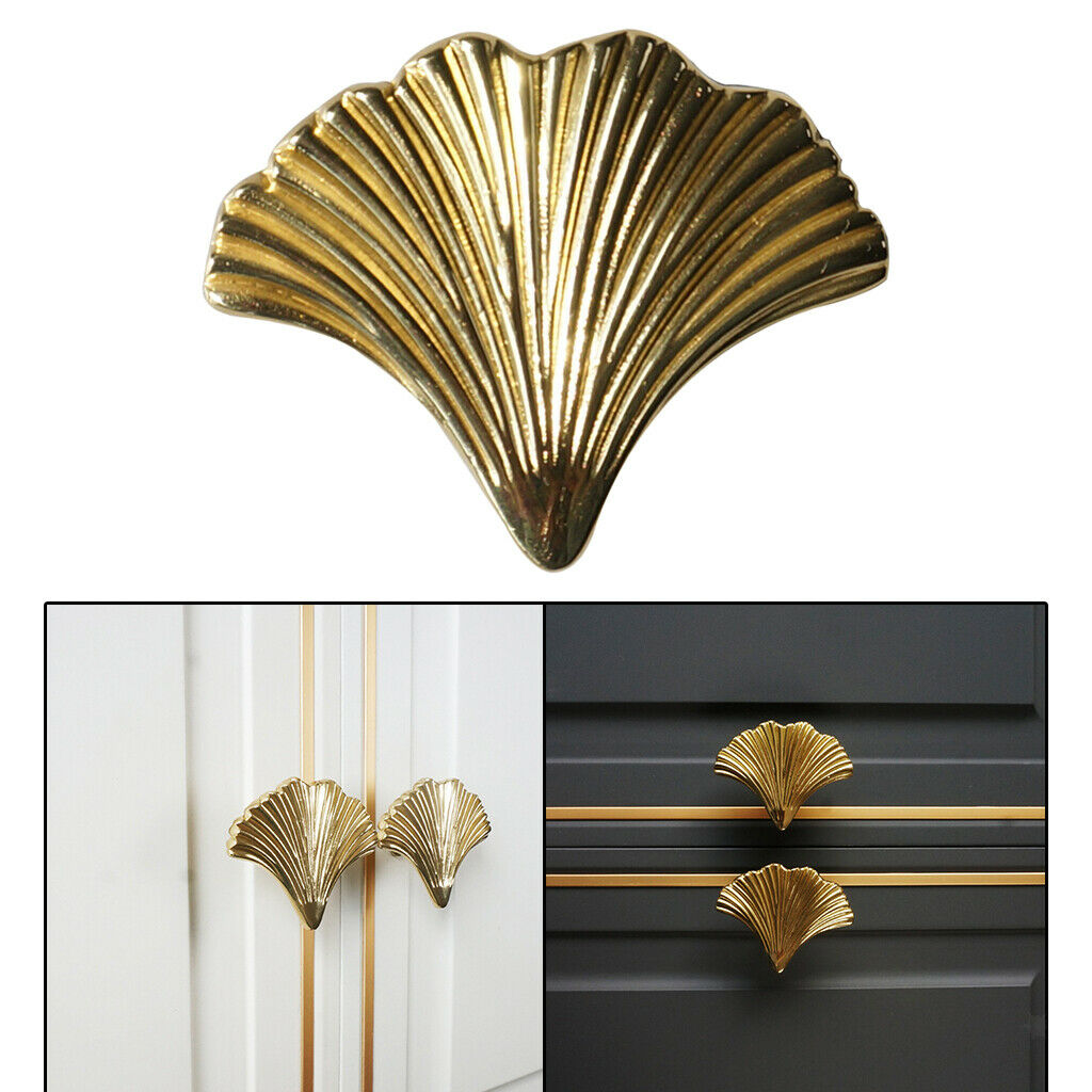 Ginkgo Leaf Shaped Handles Door Wardrobe Cabinet Drawer Pulls Knobs w/Screws