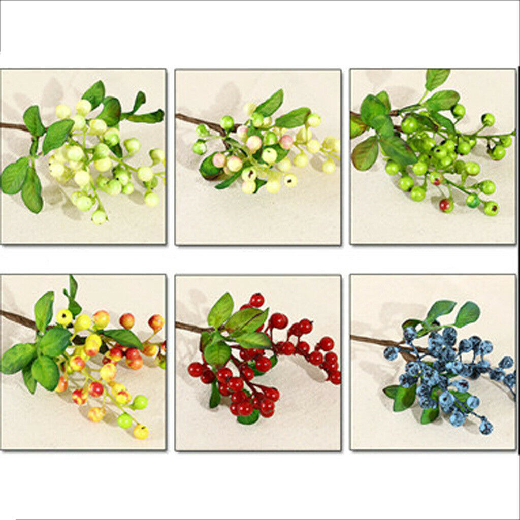 10Pcs Vivid Artificial Flowers Christmas Fruit Berries Plants For Wedding Home
