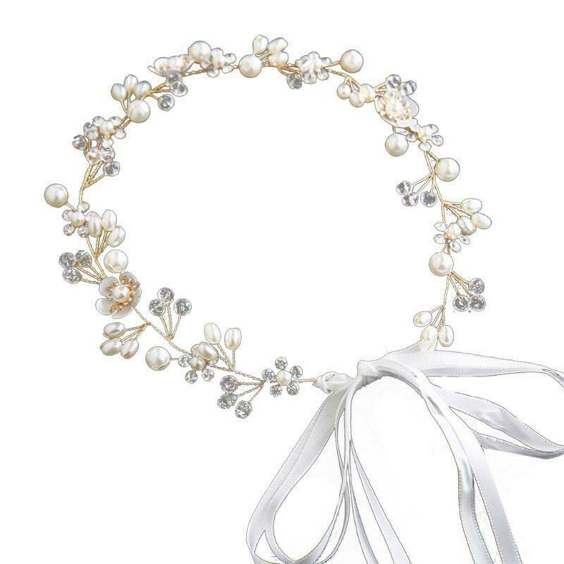 Bridal Wedding Headwear Ornaments Flowers Handmade Beaded Headband Hair Strap