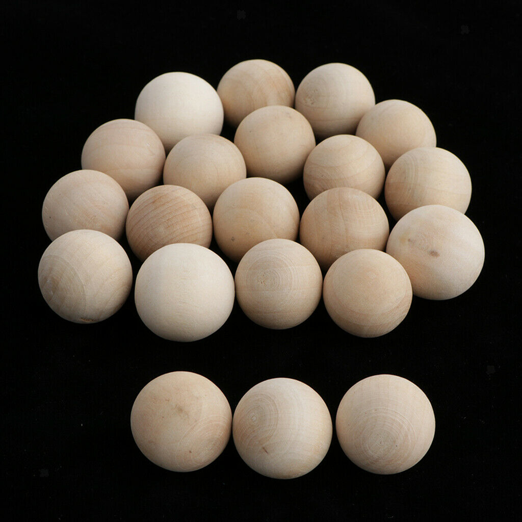 20Pcs Wooden Hardwood Balls 3cm Round Beech Wood Beads for Crafts Toys