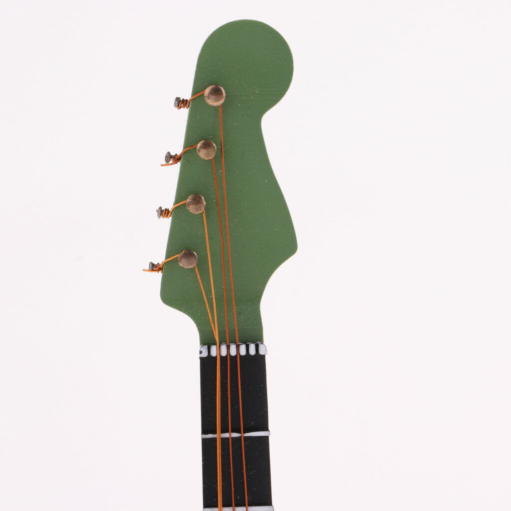Handmade Wooden Electric Mini Bass with Stand for 1/6