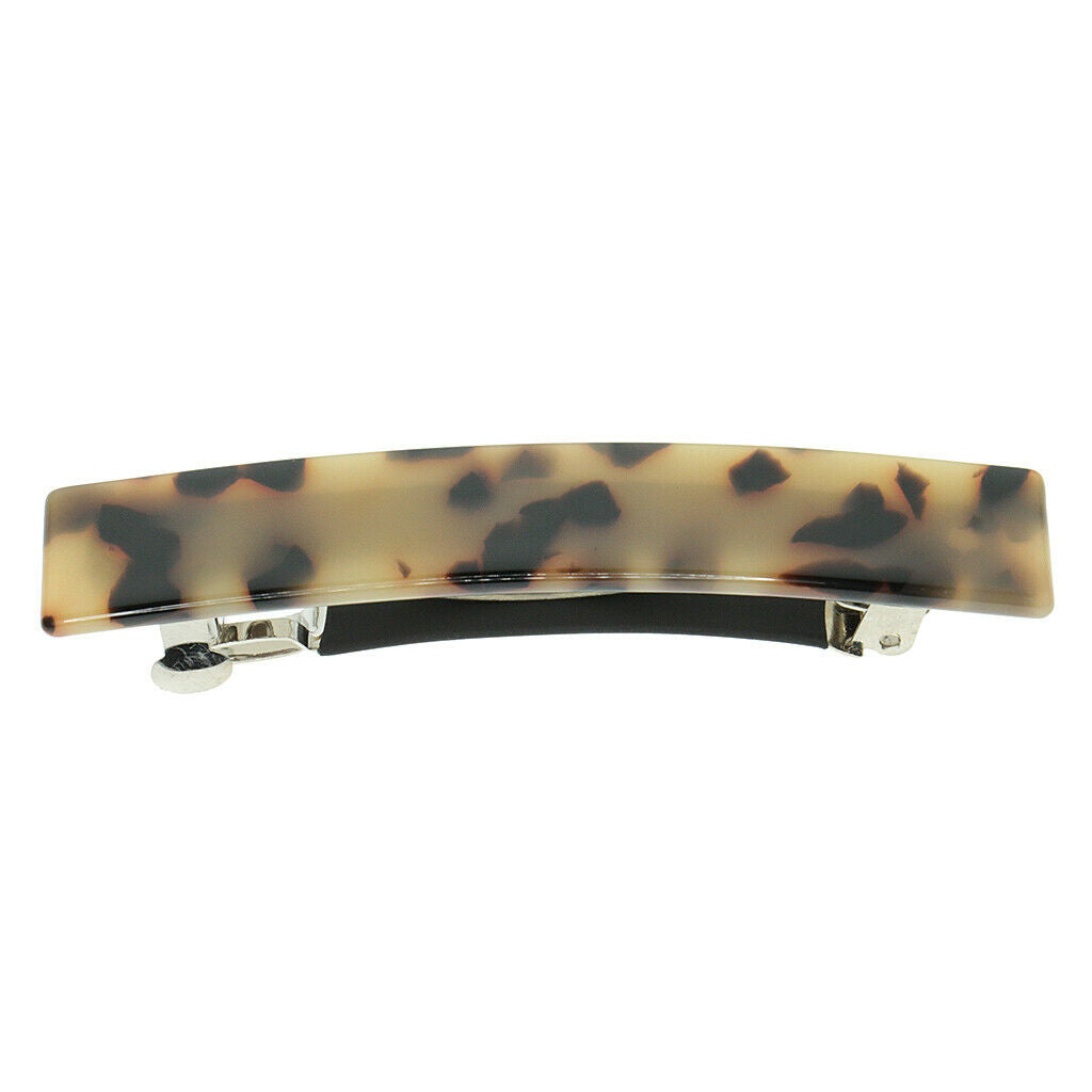 French Style Acetate Leopard Automatic Barrette Ponytail Holders Light Brown