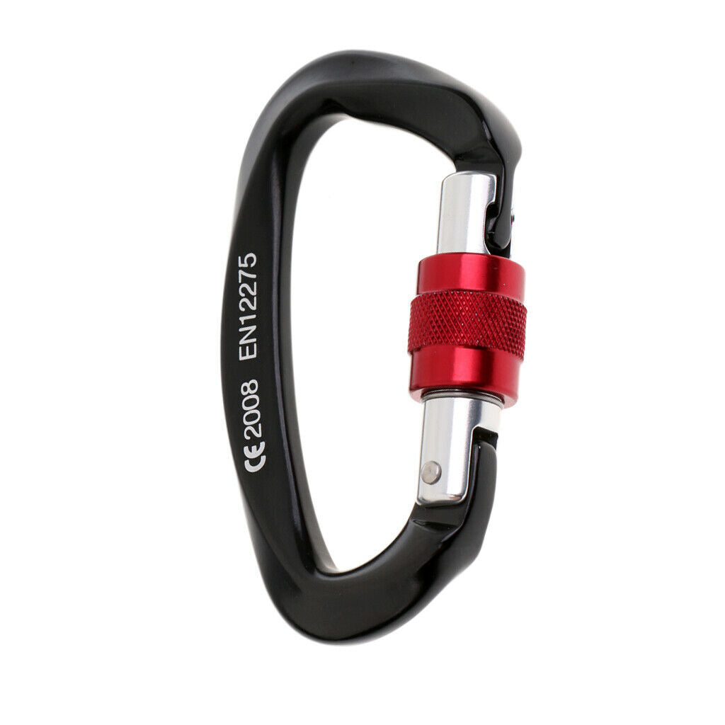 Carabiner Screw Lock Spring Link Buckle Keychain for Hiking Dog Leash Black