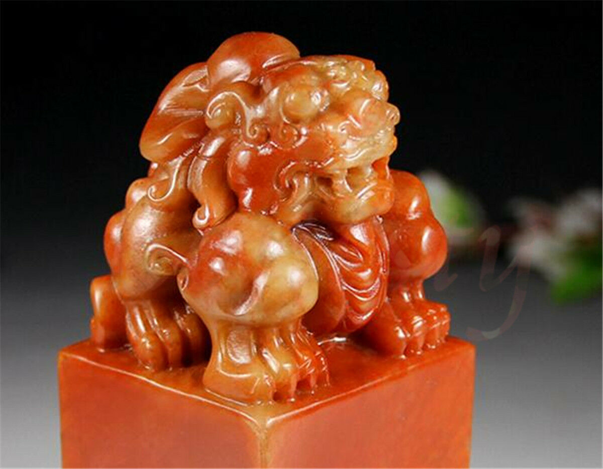 Chinese Shoushan Ancient Beast Carving Seal Sculpture Name Stone Jade DIY Carft