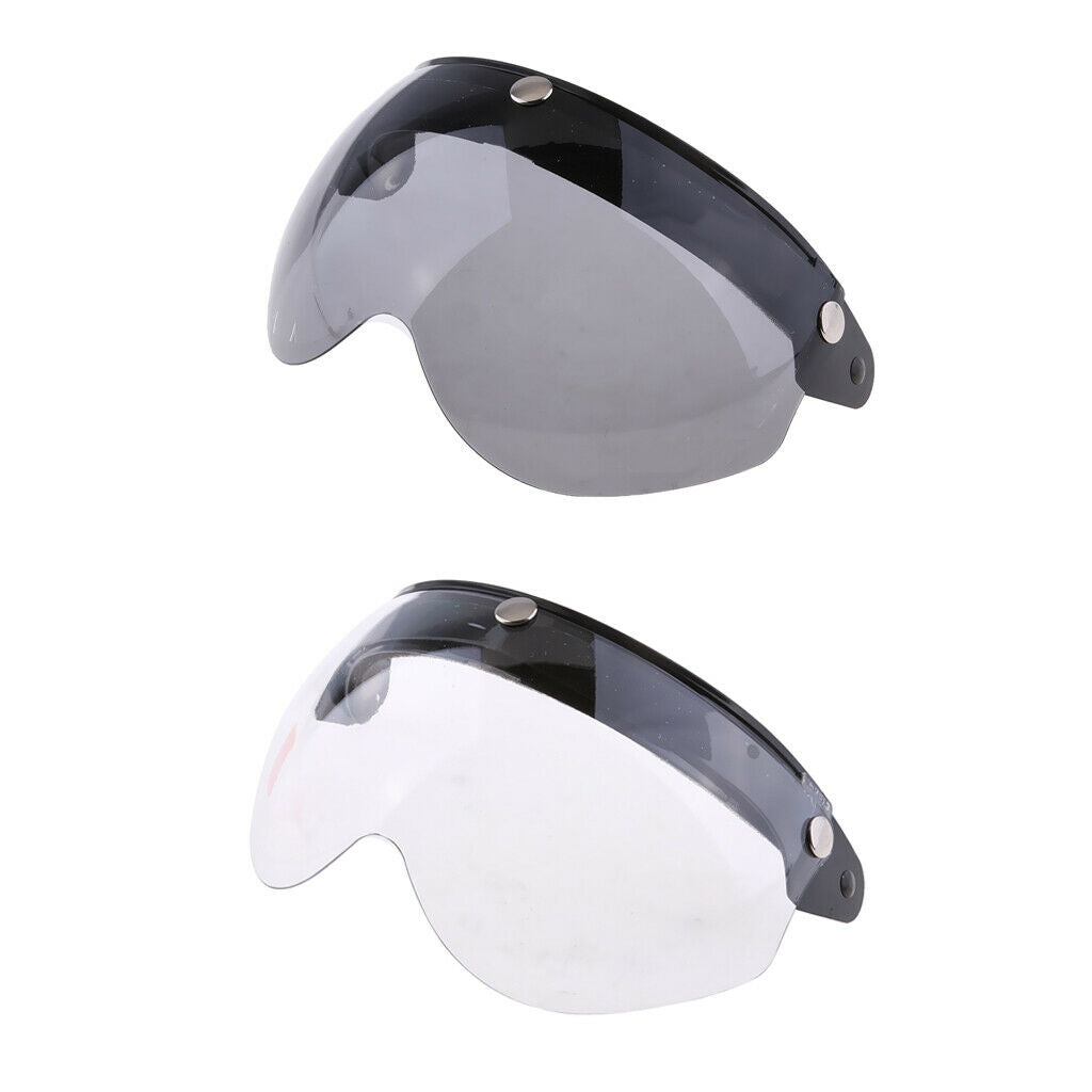 2PCS Visor Flip Up Motorcycle Helmet 3/4 Face 3 Snap Clear+Grey