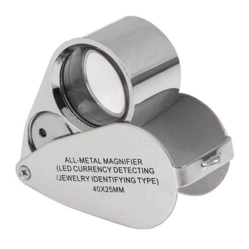 40X 25mm All Metal Magnifier Jeweler LED UV Lens Jewelery Loupe Magnifier (LED