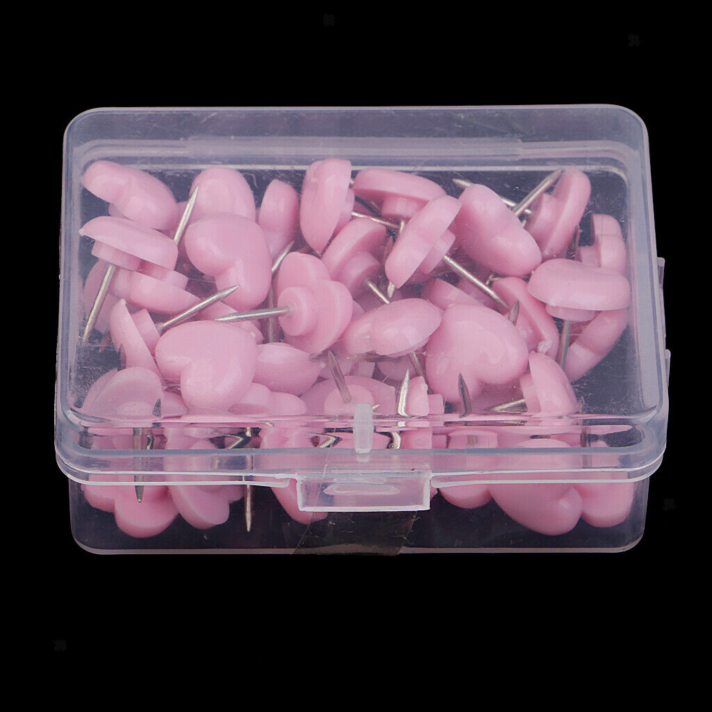 100pcs Heart Head Drawing Pins Thumb Tacks Push Pins for School Office 12mm