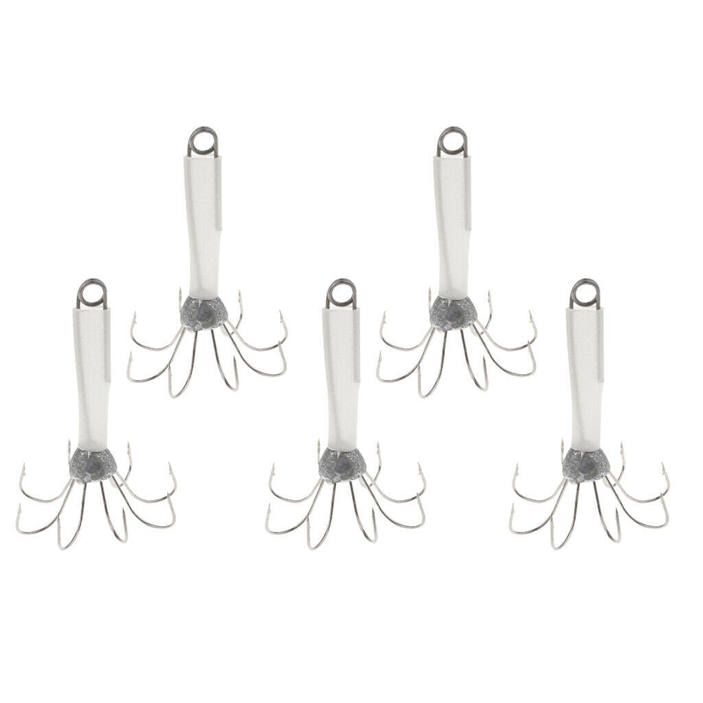 5pcs Plastic Glow in Dark Squid Lure Hook Luminous Bait Squid Jig Hard Baits