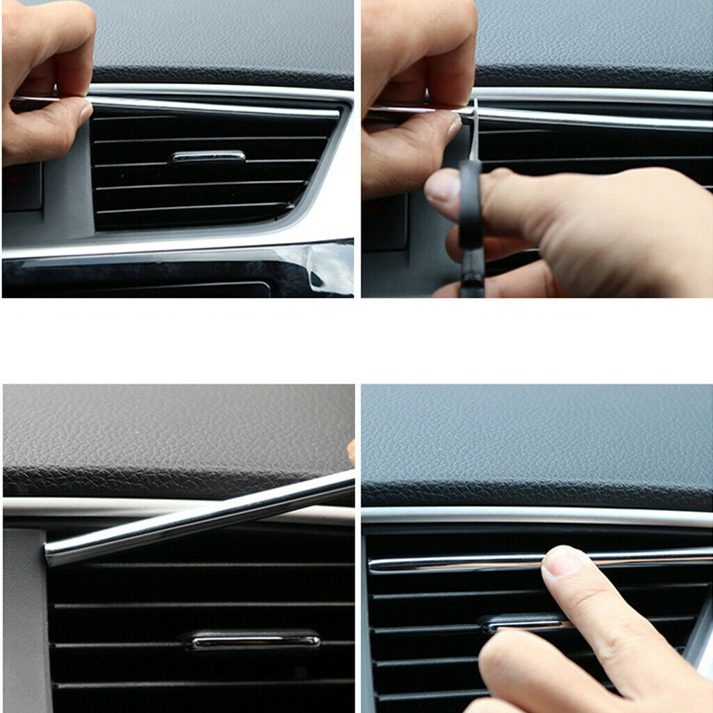 20pcs/set Car Chrome Air Conditioner Outlet Vent Trim Grille Strip Red+Blue