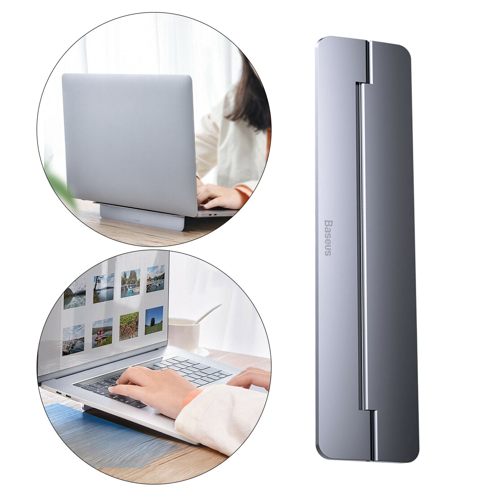 2Pcs Metal Foldable Laptop Stand Riser Notebook Bracket Base for Macbook
