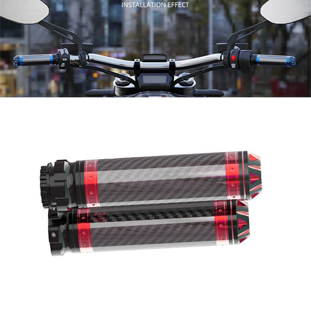 2x Carbon Fiber Style Motorcycle Handle Handlebar Hand Bar Grip 7/8" Universal
