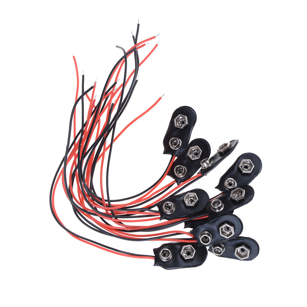 10x Black Red Cable Connection 9V Battery Clips Connector Buckle 15cm Dur.l8