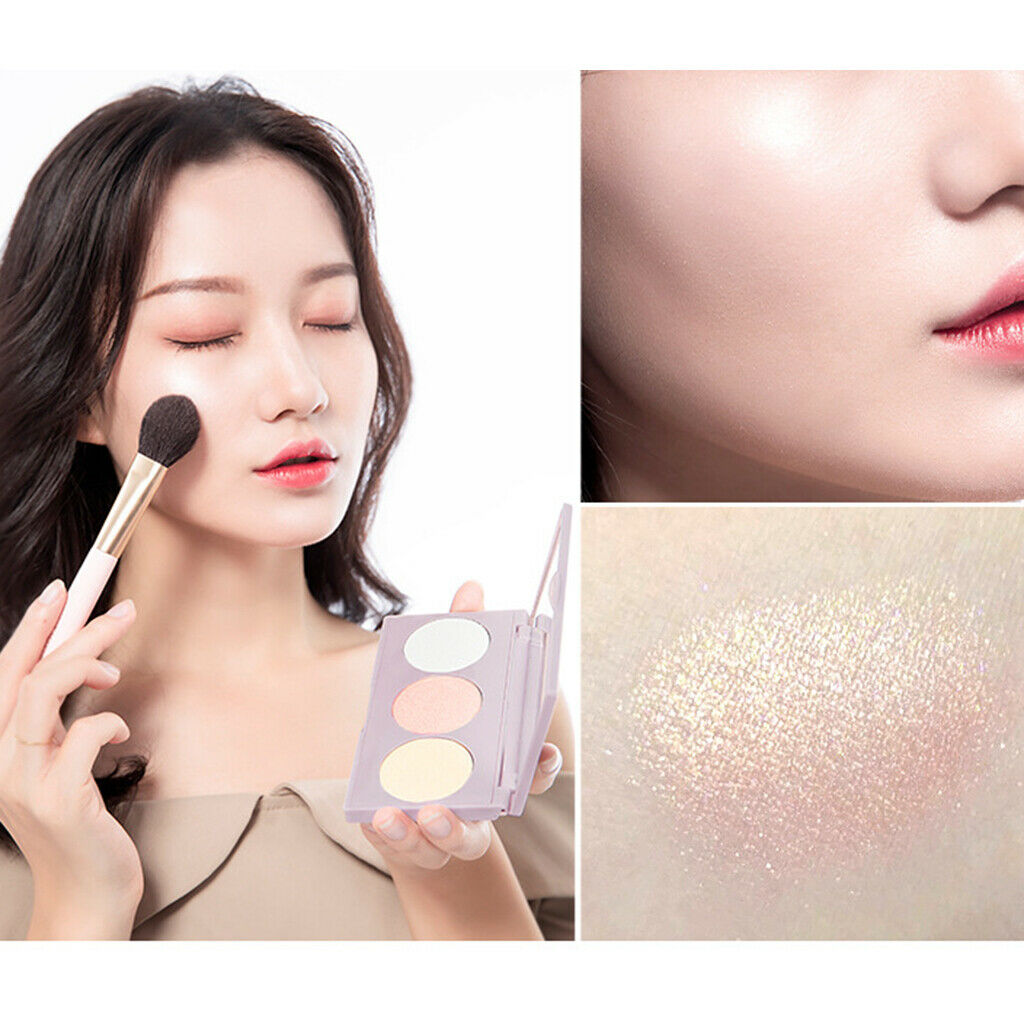 3 Colors Makeup Bronzer Contour Highlight Palette Long Lasting Powder Shades