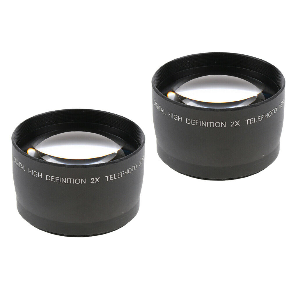 Set of 2 58 mm 2X Magnification HD Telephoto Lens for Canon DSLR Camera