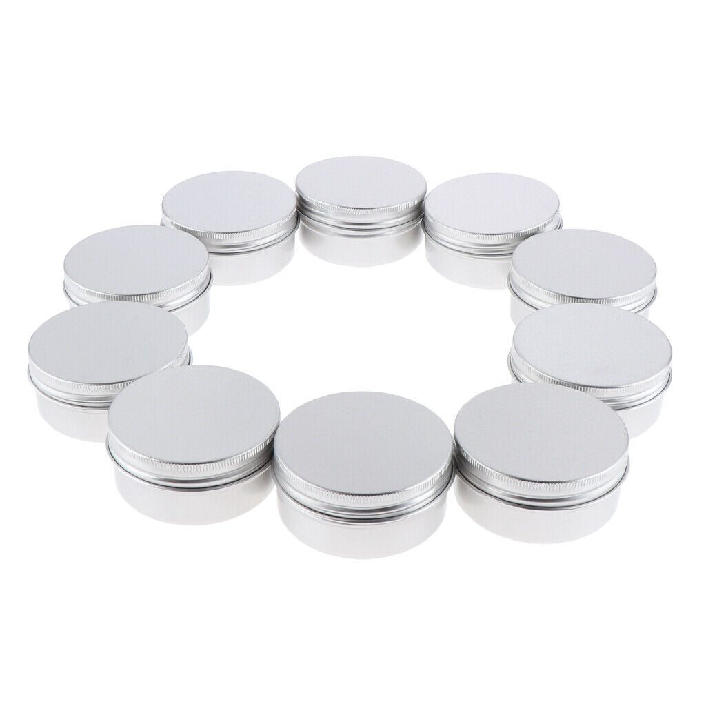 10x 50ml Aluminum Tin Jars Cosmetic Empty Screw Lid Containers Lip Balm Cans