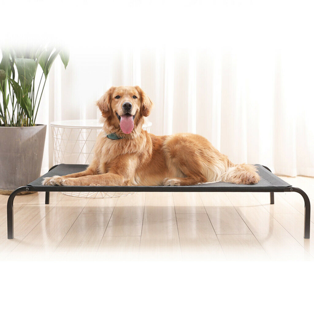 Raised Pet Waterproof Bed For Dogs Beach Camping Hammock In / Outdoor Crib Black