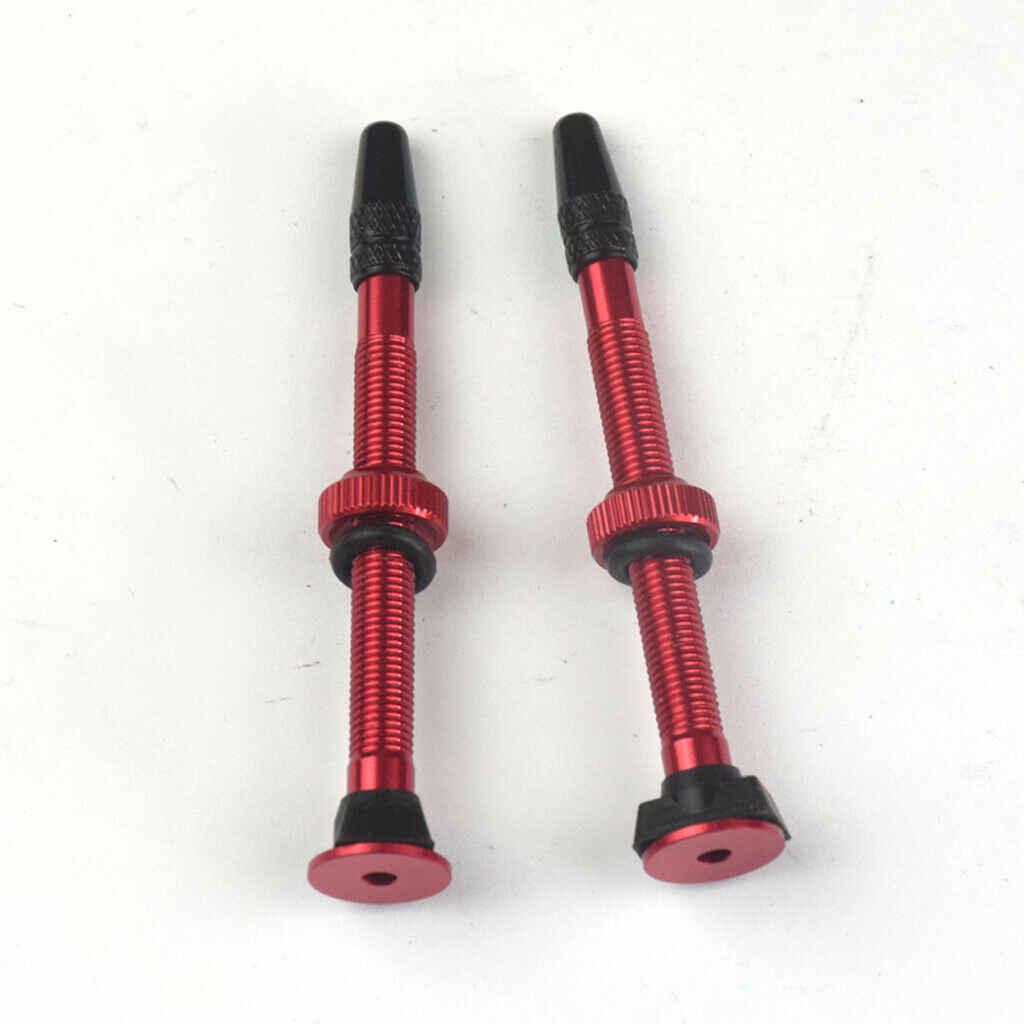 4Pcs Alloy 60mm Red Mountain Bike Tubeless Presta Valve Stem Kit Universal