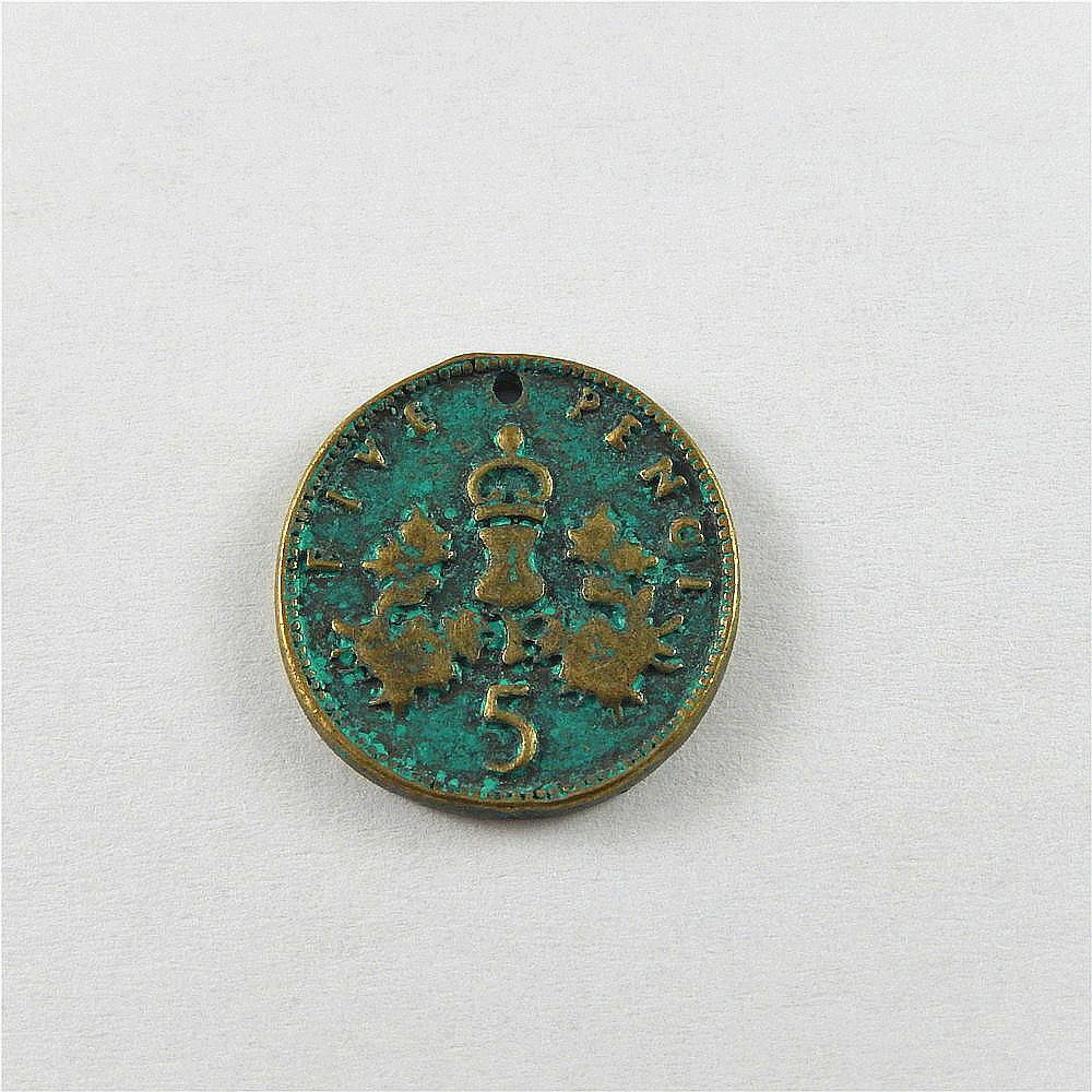 20 pcs Retro Patina Coin Alloy Charm Pendant Dangle DIY Jewelry Crafts 20*2mm